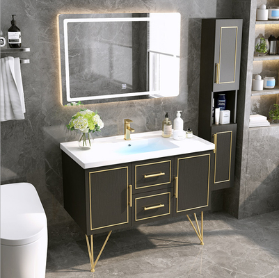 No Oxidation Bathroom Vanity Cabinet Custom Dark Blue Brown Color