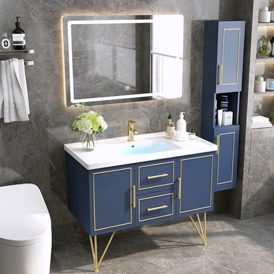 No Oxidation Bathroom Vanity Cabinet Custom Dark Blue Brown Color