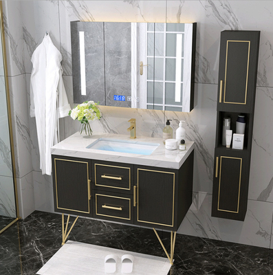 No Oxidation Bathroom Vanity Cabinet Custom Dark Blue Brown Color