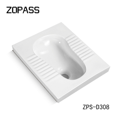 White Squatting Water Closet Public  Sanitary Ware With Fender