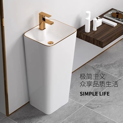 Sanitary Ware 9L Freestanding Basin Sink Modern White Gold Design