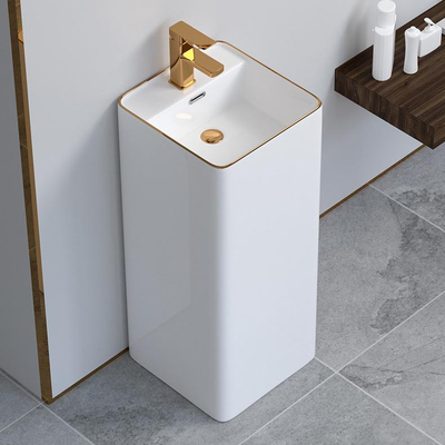 Sanitary Ware 9L Freestanding Basin Sink Modern White Gold Design