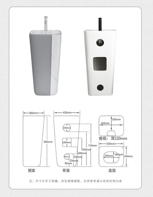 rectangular Sanitary Ware Basin Pedestal For Bathroom Hotel Home