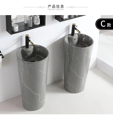 Length 820mm 850mm Counter Top Basin Pedestal Matte Grey Vanity Bowl
