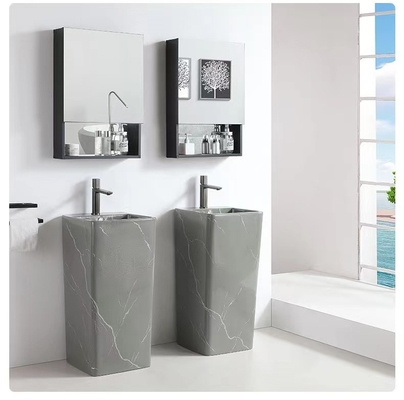 Length 820mm 850mm Counter Top Basin Pedestal Matte Grey Vanity Bowl