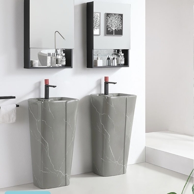 Length 820mm 850mm Counter Top Basin Pedestal Matte Grey Vanity Bowl