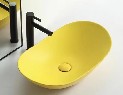 Modern Style Above Counter Basin Round Shape Matte Yellow Color