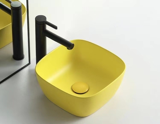 Modern Style Above Counter Basin Round Shape Matte Yellow Color