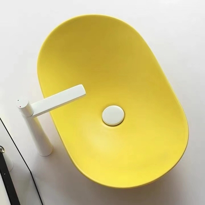 Modern Style Above Counter Basin Round Shape Matte Yellow Color