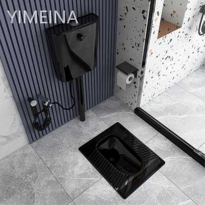 Commercial Anti Odor Ceramic Squatting Pan With Fender Flushing Tank