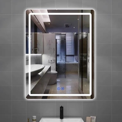 Custom Rectangular Frameless Bathroom Mirror Smart  Backlit LED Wall