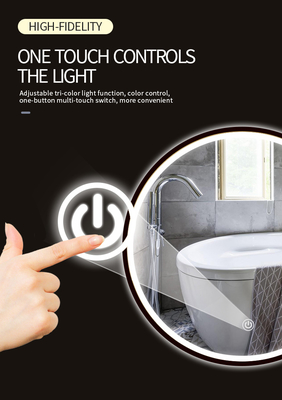 Smart Round LED Bathroom Mirrors Hotel Vanity With Touch Control Light