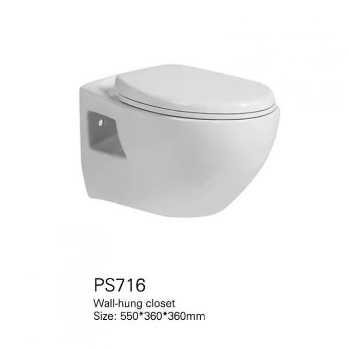 650*350*805mm Two Piece Space Saving Toilets Rimless Wall Mounted